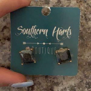 Black Square Earrings